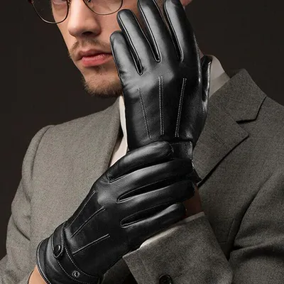 Produktbild von Herren Mode Winter Kunstleder Motorrad Vollfinger Touchscreen Warme Handschuhe
