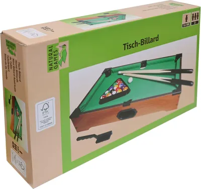 Produktbild von Natural Games Tischbillard, aus Holz, Länge 51 cm,Geschicklichkeitsspiel, ca. 53x32,5x10 cm, für 2 Spieler, ab 5 Jahre