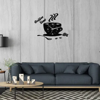 Obrázek produktu pro DIY Akrylové nástěnné hodiny Moderní Mute Coffee Time Clock Cup Shape Wall Sticker Hollow Numeral Clock