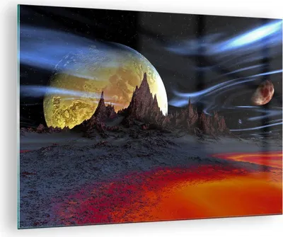 Produktbild von Bilder auf glas - Planeten Mond Universum - 70x50cm - Glasbilder - Wandbilder - Kunstdruck - zum Aufhängen bereit - Wanddekoration aus Glas - Glas Bilder - Wandbild auf Glas - GAA70x50-2346