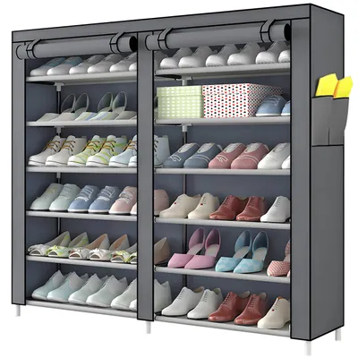 Zdjęcie produktu dla Szafka na buty składana szafka materiałowa szafka 120x30x110cm materiałowa szafa tekstylna na buty szafa materiałowa stojak na buty z 12 półkami Retoo