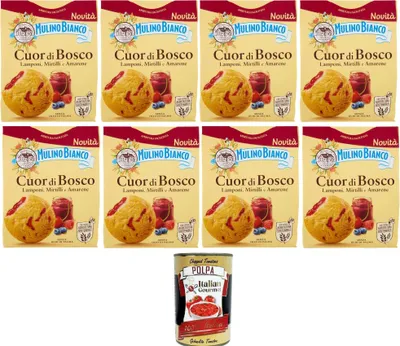 Produktbild von Mulino Bianco Biscotti Cuor di Bosco Kekse von Cuor di Bosco 8x300gr + Italian Gourmet polpa 400g