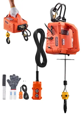 Productafbeelding van VEVOR Elektrische lier, draagvermogen 500 kg, 3-in-1 elektrische hijsinstallatie, 1500 W, hefhoogte 7,6 m, 5 m/min, met handbediening, bedrade en draadloze afstandsbediening, geschikt voor fabrieken, magazijnen en garages