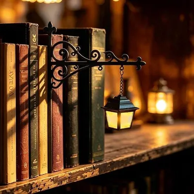 Produktbild von Bücherstütze mit Lampe – LED-Buchregallampe – Vintage-Bücherstütze – Warmweißes Licht – Dekorative Lampen für Bücherregale – Batteriebetrieben – Für Bücherregale, Schreibtische und Leseecken