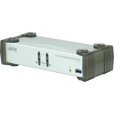 Produktbild von ATEN 2-Port USB 3.0 DisplayPort KVMP™ Switch (Kabel enthalten), 3840 x 2160 Pixel, 4K Ultra HD, 2 W, Schwarz, Grau
