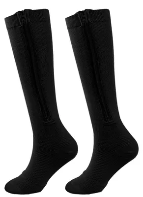 Imagen del producto de Medias de compresión con cremallera, para hombre y mujer, con punta cerrada