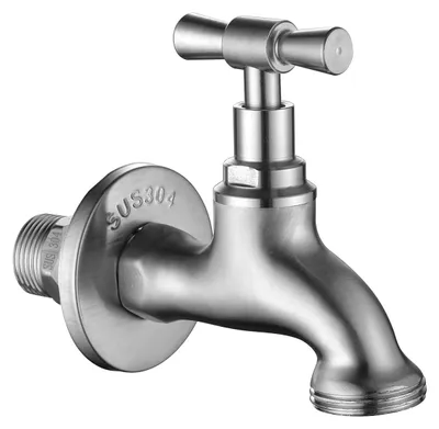 Gartenwasserhahn 1/2" mit 3/4" Adapter, SUS304 Edelstahl, matt