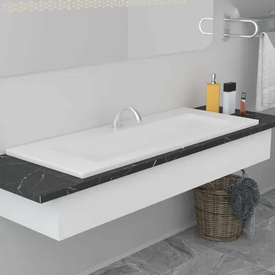 Produktbild von ZMH Einbauwaschbecken 101x39,5x18,5 cm Keramik Weiß