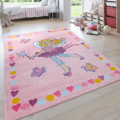 Produktbild von Paco Home Teppich Kinderzimmer Kinderteppich Kurzflor Lilifee Prinzessin Krone 80x150 cm