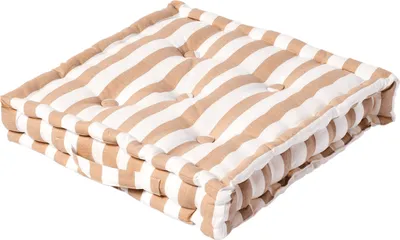Produktbild von HOMESCAPES Sitzkissen Breite Streifen beige 50 x 50 x 10 cm