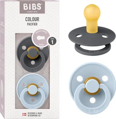 Image de BIBS 2-PACK S IRON & BABY BLUE sucette en hévéa
