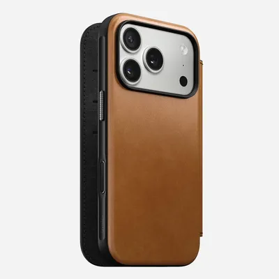 Zdjęcie produktu dla Nomad Modern Leather Folio, Folio, Apple, iPhone 17 Pro, 16 cm (6.3"), Opalony/Jasnobrązowy