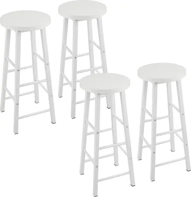 Produktbild von WOLTU Barhocker 4er Set Bistrohocker, Gestell aus stabilem Stahl, Sitzfläche aus MDF, Weiß