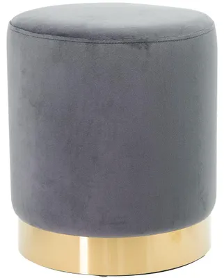 Runder Hocker aus Samt, Metallfuß, 31x31x38 cm, grau