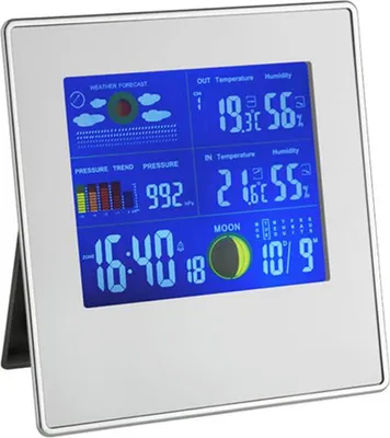 Produktbild von Weihnachtsangebot Funk-Wetterstation Gallery TFA 35.1126 Farbdisplay Mondphase Wettervorhersage Frostanzeige : silber 35.1126.54