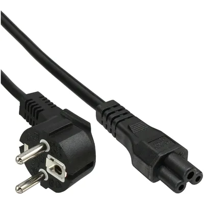 Zdjęcie produktu dla InLine® 16657D Kabel zasilający do notebooka, kątowa wtyczka bezpieczeństwa do 3-pinowego złącza, czarny, 2 m
