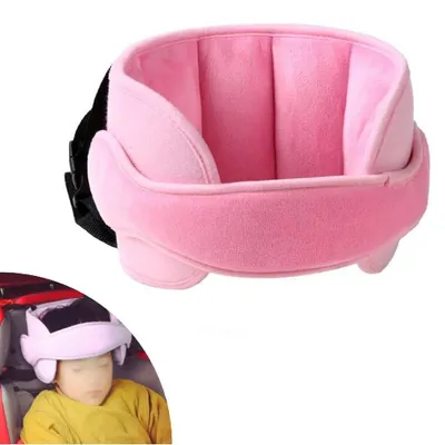 Produktbild von Nackenstütze Kinder Auto – Nackenkissen für Autositze – Kopfstütze für Kindersitz – Reisekissen – Verstellbares Kopfband – Kopfstützenkissen – Rosa
