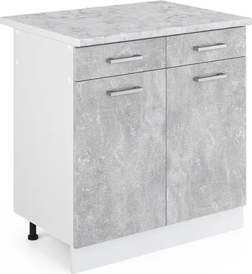 Produktbild von Unterschrank Vicco R-Line Beton 80 cm mit Schubladen und Türen, mit Arbeitsplatte, Model 41951
