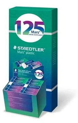 Obrázok produktu pre Guma "Mars Plastic 526", displej/40 ks, modro-zeleno-fialová, výročná edícia 125 rokov, STAEDTLER 52650