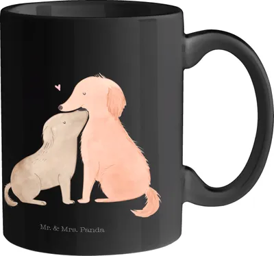 Produktbild von Mr. & Mrs. Panda Kaffeebecher Hunde Liebe - Schwarz - Geschenk, Sprüche, Tasse, schöne, Herz, Vertrauen, Kuss, Hund, cappuccinotasse, keramik, Kaffeetasse
