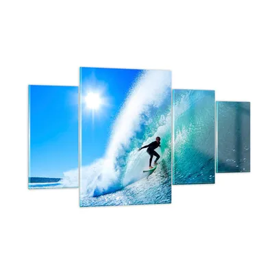 Produktbild von Bilder auf glas - Windsurfing strand ozean spaß - 160x90cm - Glasbilder - Wandbilder - Kunstdruck - zum Aufhängen bereit - Wanddekoration aus Glas - Glas Bilder - Wandbild auf Glas - GDL160x90-2270