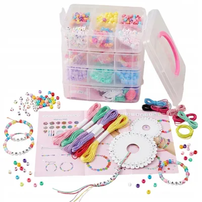Produktbild von DIY Perlen-Set Buchstaben, Garn, Flechtscheibe, Geschenk