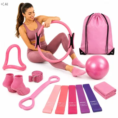 Produktbild von Fitness Set Pilates Yoga 13in1 Widerstandsbänder Zubehör