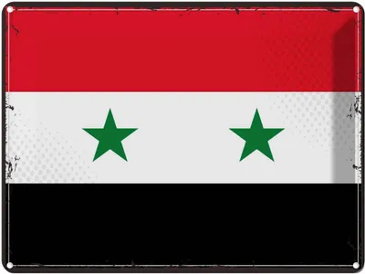 Produktbild von vianmo Blechschild 30x40 cm Syriens Retro Syria Flagge Fahne Wappen
