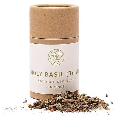 Image de Encens de basilic sacré – 4 g ; disponible en ligne en flacon de 30 ml. Qualité supérieure