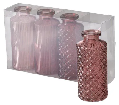 Image de Boltze Vase Panja (4 pièces, couleur rose foncé/rose clair, hauteur 14 cm) 2031373