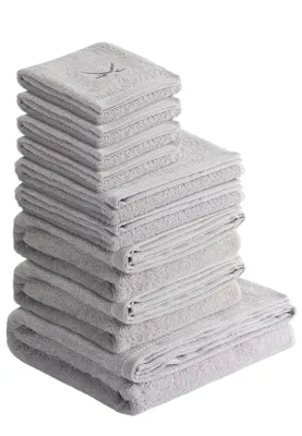 Produktbild von Sansibar Sylt Handtuch Set Frottier-Serie Classic Nr. 6 (Set, 9-tlg), silber