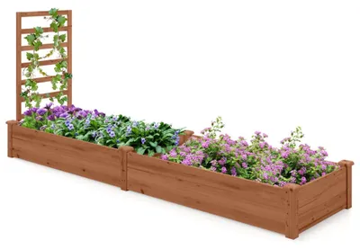 Imagen del producto de Jardinera elevada con enrejado, fabricada en madera de abeto, de 235 x 63 x 102 cm