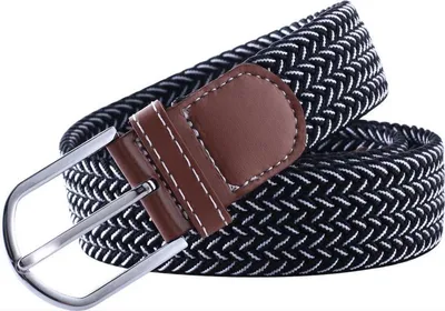 Produktbild von CHPN - Gürtel - Schwarz/Weißer Gürtel - Elastischer Gürtel - Dehnbarer Gürtel - Riemen - Gürtel - Elastischer Gürtel - Schwarz/Weißer Gürtel - 105CM/120CM - Schwarz/Weißer Gürtel