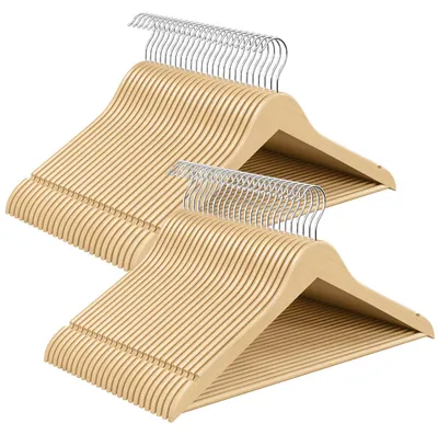 Produktbild von SONGMICS Holzkleiderbügel aus Birkenholz, Platzsparende, 50 Stück – Naturfarben
