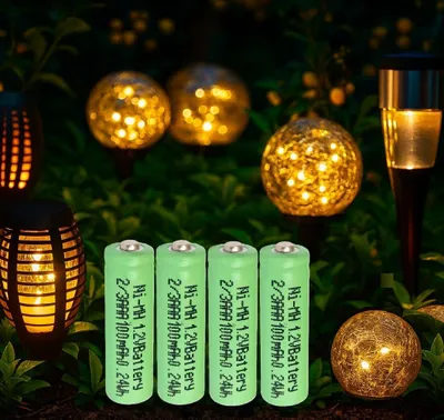 Produktbild von 4 Stück LogiCell Wiederaufladbare 2/3AAA NI-MH-Akku 100mAh, 1,2V für Solarprodukte, Solar Batterie, Außen-Solarleuchten /Lampen Garten LED Solarlampen