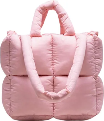 Produktbild von MadGrandeur Puffer Tote Bag Women's Glossy Quilted Down Padded Handbag