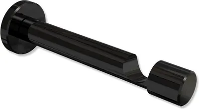 Produktbild von Interdeco Träger, Halterung mit 9 cm Abstand, Schraubkappenträger für Gardinenstangen 20 mm Ø, 1-läufig, Schwarz, Modell Prestige