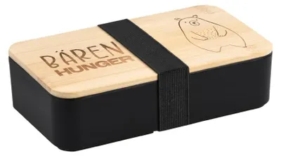 Brotdose BärHunger, Bambusdeckel, 18,5x10,5x5 cm, schwarz