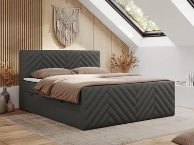 Produktbild von MKS MEBLE Boxspringbett 120x200 mit Bettkasten Matratze H3 - Paris Duo - Grau Kunstleder