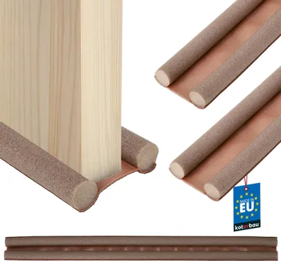 Immagine prodotto di KOTARBAU® Set di 2 guarnizioni in espanso per porte 95 cm Para spifferi per porte 30 mm doppia guarnizione Isolamento acustico su misura Guarnizione del pavimento della porta Protezione antivento della porta Marrone