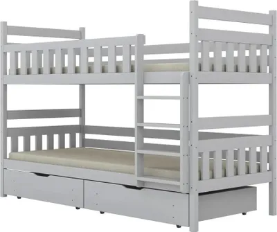 Zdjęcie produktu dla Łóżko piętrowe BARTEK 180x90 białe drewniane z szufladami