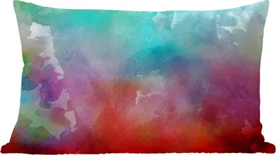 Produktbild von MuchoWow® Zierkissen Sofakissen Wohnzimmer Dekokissen 50x30 cm Aquarell - Grün - Rot - Wohnzimmerdekoration - Polster mit Photo