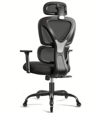 Produktbild von Ergonomischer Bürostuhl mit verstellbarer Lendenwirbelstütze und Kopfstütze – bequemer Computerstuhl
