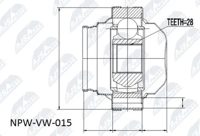 Produktbild von NTY Gelenksatz Antriebswelle Getriebeseitig für VW Transporter V Bus (7HB, 7HJ, 7EB, 7EJ, 7EF, 7EG, 7HF, 7EC) NPW-VW-015