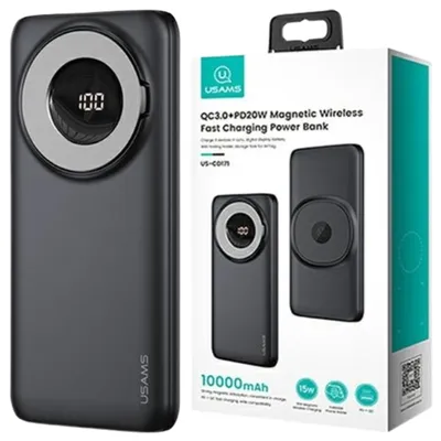 Obrázek produktu pro Usams Powerbank Pb62 10000Mah 20W Qc3.0+Pd Magnetické bezdrátové rychlé nabíjení Černá/Černá 10Kcd17101 (Us-Cd171)