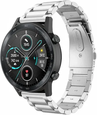Produktbild von Strap-it Stahlarmband - Kompatibel mit Honor Magic Watch 2 Armband 42mm Ersatzarmband Edelstahl Smartwatch Hochwertiges Material Faltschließe für Armband Silber