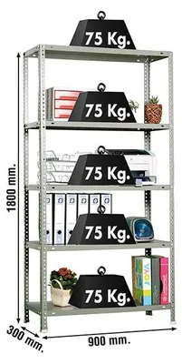 Zdjęcie produktu dla Regał metalowy ADVANTAGE 5/300 CINZA
