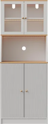 Obrázek produktu pro UnboxG Bílá vitrína a příborník 70x40x180 cm s LED osvětlením Moderní nábytek ve vysokém lesku Spousta úložného prostoru Obývací pokoj