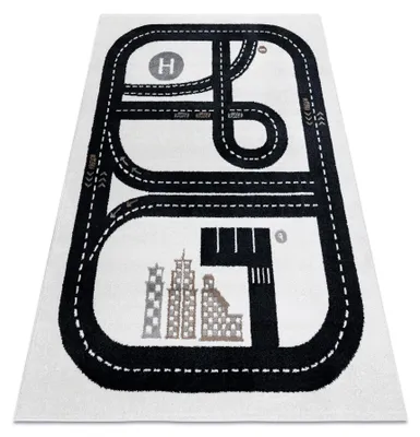 Image de Tapis FUN Track pour enfants, rue, ville crème beige 80x150 cm