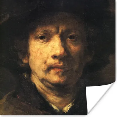 Produktbild von MuchoWow® Poster Selbstbildnis - Gemälde von Rembrandt van Rijn 100x100 cm - Babyzimmer